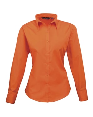 Premier Dames/Dames Popeline Blouse met Lange Mouwen (Oranje)