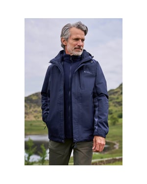 Mountain Warehouse Heren Thunderstorm 3 in 1 Waterdichte Jas (Donkerblauw)