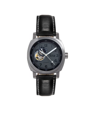 Reign Impaler Semi-skelet horloge met leren band - grijs/zwart