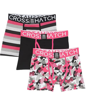 Crosshatch Heren Crystaline Boxershorts (Set van 3) (Fuchsia/Zwart/Grijs)
