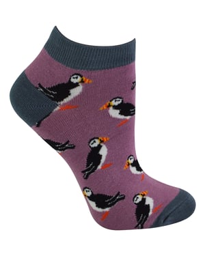Miss Sparrow - Dames Bamboe Trainer Sokken - Puffins (Mauve)