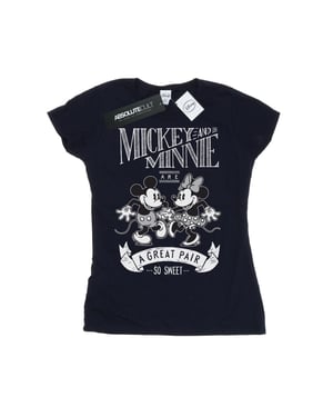 Disney Dames/Dames Mickey en Minnie Mouse Geweldig Paar Katoenen T-Shirt (Marineblauw)