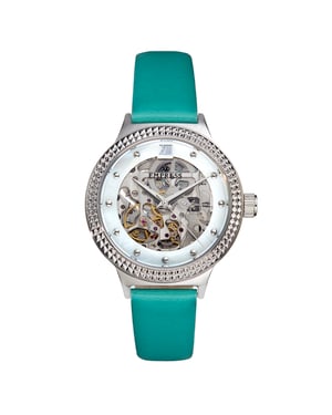 Keizerin Alice Automatisch MOP-horloge met skelet wijzerplaat en lederen band