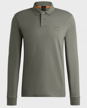 BOSS Orange Passerby Heren Langdurige Stretch-Katoen Polo Shirt met Logo Patch