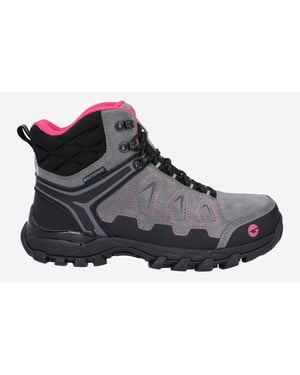Hi-Tec V-Lite Explorer WP Koe-Suède Leren Wandelschoenen Voor Dames Grijs/Fuchsia