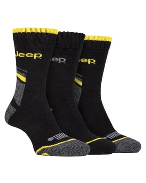 Heren Zware Werk Sokken met Voorkeursupport | Jeep | Volle Kussen Hoge Prestaties Katoenen Bootsokken met Verstevigde Hak en Teen - Zwart / Charcoal