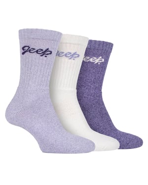 Dames Wandelsokken | Jeep | Dames Geribbelde Outdoor Kousen met Verstevigde Hiel en Neu - Violet / Roomkleur