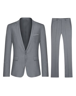 Heren 2-delig slim fit lichtgrijs pak met twee knopen