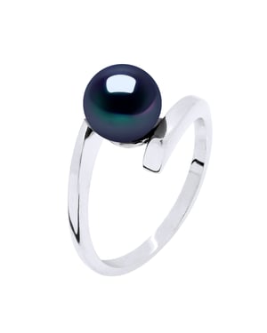 Ring Rush Offset zoetwaterparels 7,5-8 mm Round Black 925