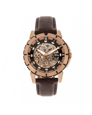 Reign Philippe Automatische Skeleton Leren Band Horloge