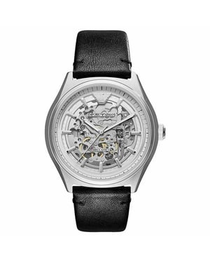 Emporio Armani AR60003 Automatisch zwart lederen herenhorloge