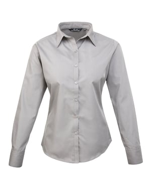 Premier Dames/Dames Popeline Blouse met Lange Mouwen (Zilver)