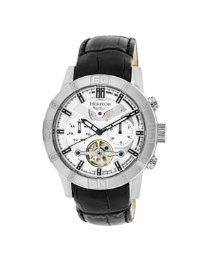 Heritor automatisch Hannibal semi-skelet lederen band horloge