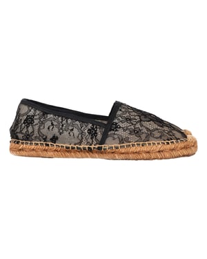 Dolce & Gabbana Leren Espadrilles in Zwarte Canvas
