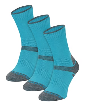 3 Paar Multipack Kinderen Merino Wol Wandelsokken | Lichtgewicht Antiblonder Sokken voor Jongens & Meisjes - Turquoise