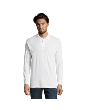 SOLS Heren Ster Poloshirt met Lange Mouwen (Wit)