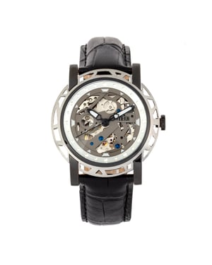 Reign Stavros automatisch skelet horloge met leren band
