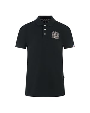 Aquascutum Branded Sleeve Black Polo Shirt