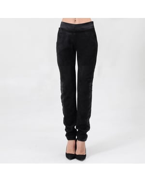 Rechte suede en satijnen broek