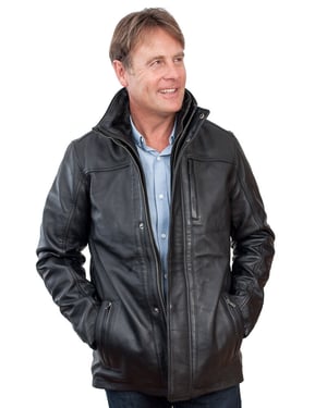 Warm halflang leren bikerjack
