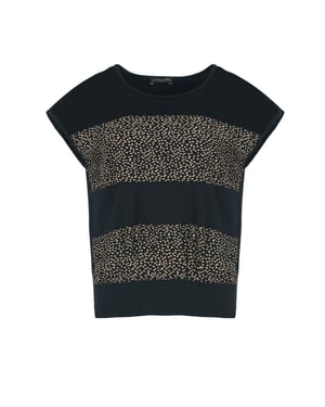 Eigentijdse Contrast Jersey & Popeline Top