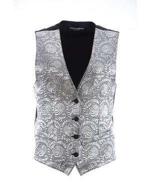 Dolce & Gabbana Vrouwen Zilver Brokaat Mouwloze Metallic Top