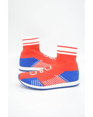 Dolce & Gabbana Heren Blauw Rode Sorrento Logo Sneakers Sokken Schoenen
