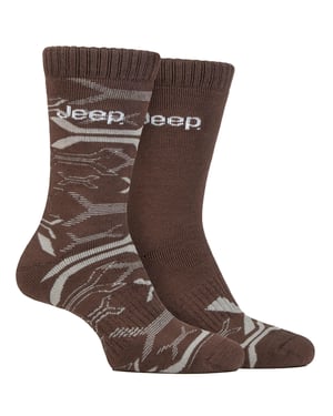 Heren Bamboe Werkboot Sokken | Jeep | Zachte en Ademend Dikke Zware Kussensokken, Gebreide Ribbelstijl Wandelsokken - Khaki / Steen