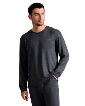 Ted Baker Lange Mouwen Pyjama Top | Ademend Casual Heren T-shirt met Lange Mouwen - Antraciet