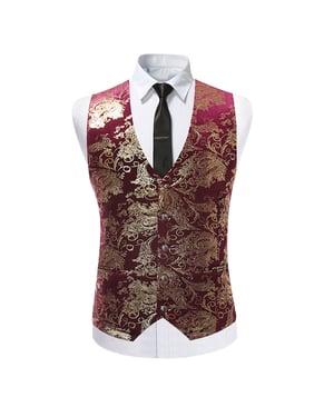 Slim-fit vest met enkele rij knopen en print, kastanjebruin