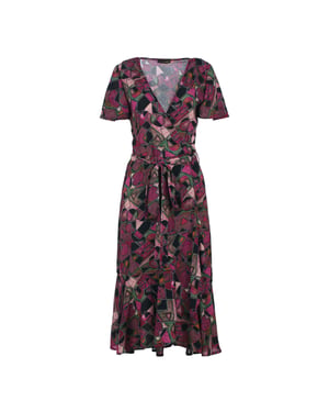 Geometrische allure viscose midi-jurk