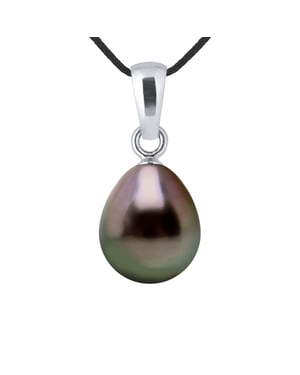 Ketting Tahitian Pearl 8-9 mm Pear LINK BLACK 925