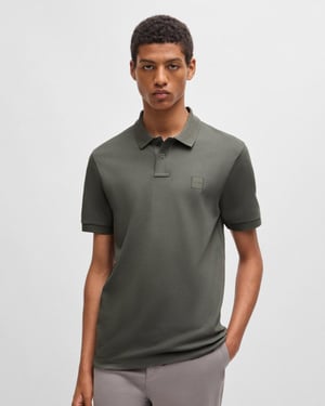 BOSS Orange Passenger Heren Stretch-Katoenen Slim-Fit Polo Shirt met Logo Patches