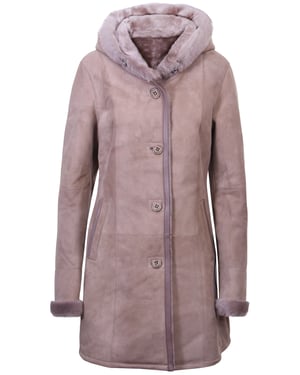 Dames suède merino schapenvacht parka jas-tripoli