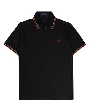 Fred Perry groen en bruin dubbel getipt zwart poloshirt