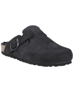 Hush Puppies Jade Leren Damesslippers Zwart
