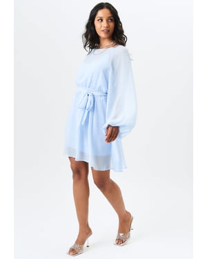Mini-jurk van chiffonfolie met lange mouwen