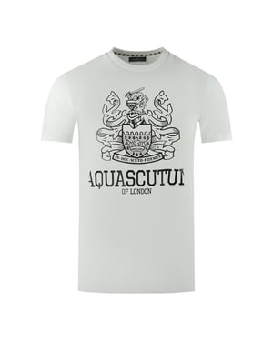Aquascutum Large Bold London Aldis Brand Logo White T-Shirt