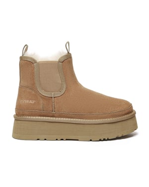 EVER AU Dames Leren Plateaulaarzen Chelsea-Stijl - Shoveler