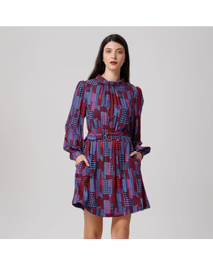 Korte blouse-jurk met grafische print