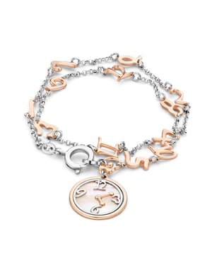 Orphelia Dames 925 Sterling Zilveren Armband - Zilver/Roze ZA-7174