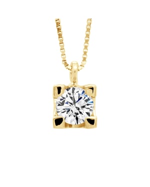 Ketting Diamond Solitaire 0,30 Cts Geel Goud 18 Karaat