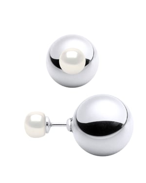 Oorbellen DUPLEX Kralen Zoetwater 6-7mm White 925