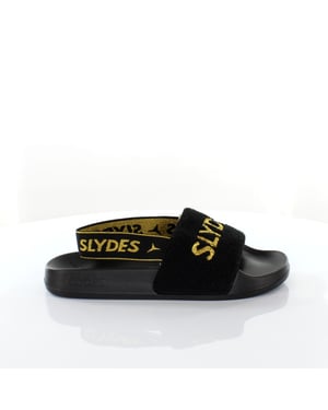 Slydes Coin Slip On Back Strap Flip Flop Sliders Sandalen SS20 Zwart Goud