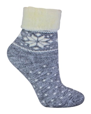 Wollen bedsokken voor dames met Fairisle-ontwerp - Grijs