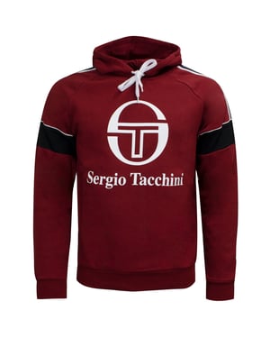 Sergio Tacchini Heren Dealtry Hoodie Grafische Logo Trui Bourgondië 38364 650