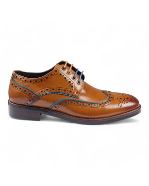 Justin Reess Heren Bruine Brogue Leren Klassieke Dress Schoenen - Simon