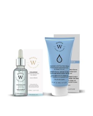 Hyaluronzuurolieserum + hyaluronzuurgezichtshalsserum