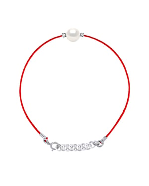 Diamond Bracelet 0060 Cts Natuurlijke en gekweekte parel Ronde 8-9 mm Nylon Red 925