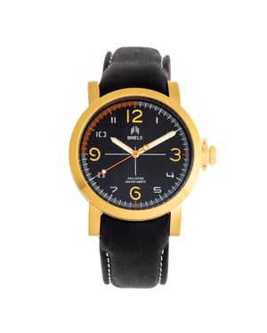 Shield Berge lederen band heren duikhorloge